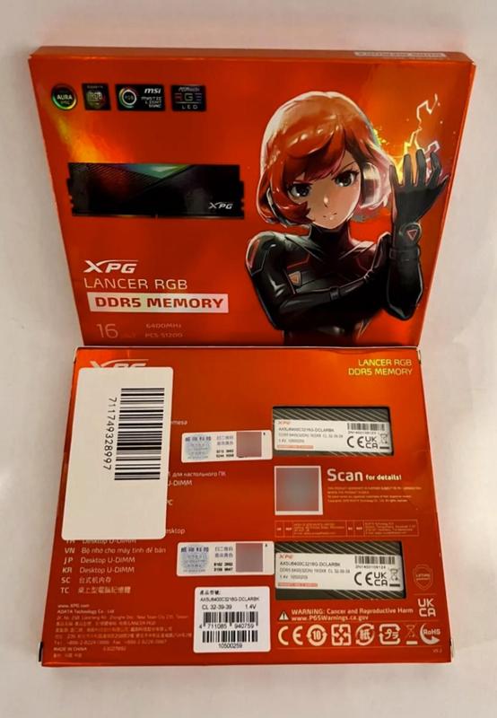 Memória Adata Xpg Lancer Ddr5 Rgb 6400mhz Cl32 2x16gb - 32gb